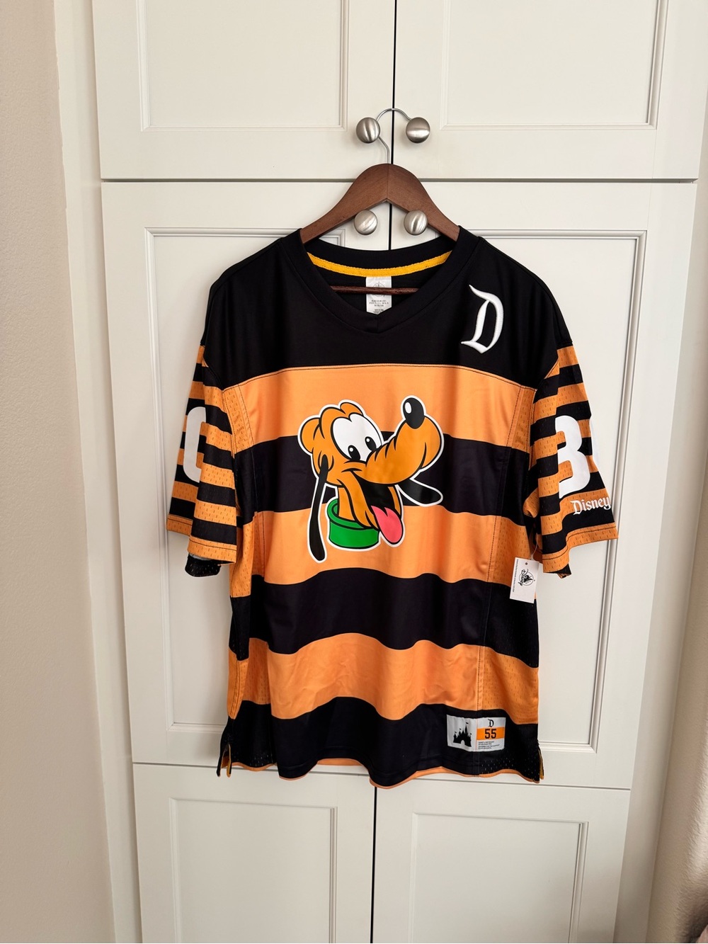 Disney Pluto 30 Disneyland jersey Striped Jersey in Orange & Black L NWT